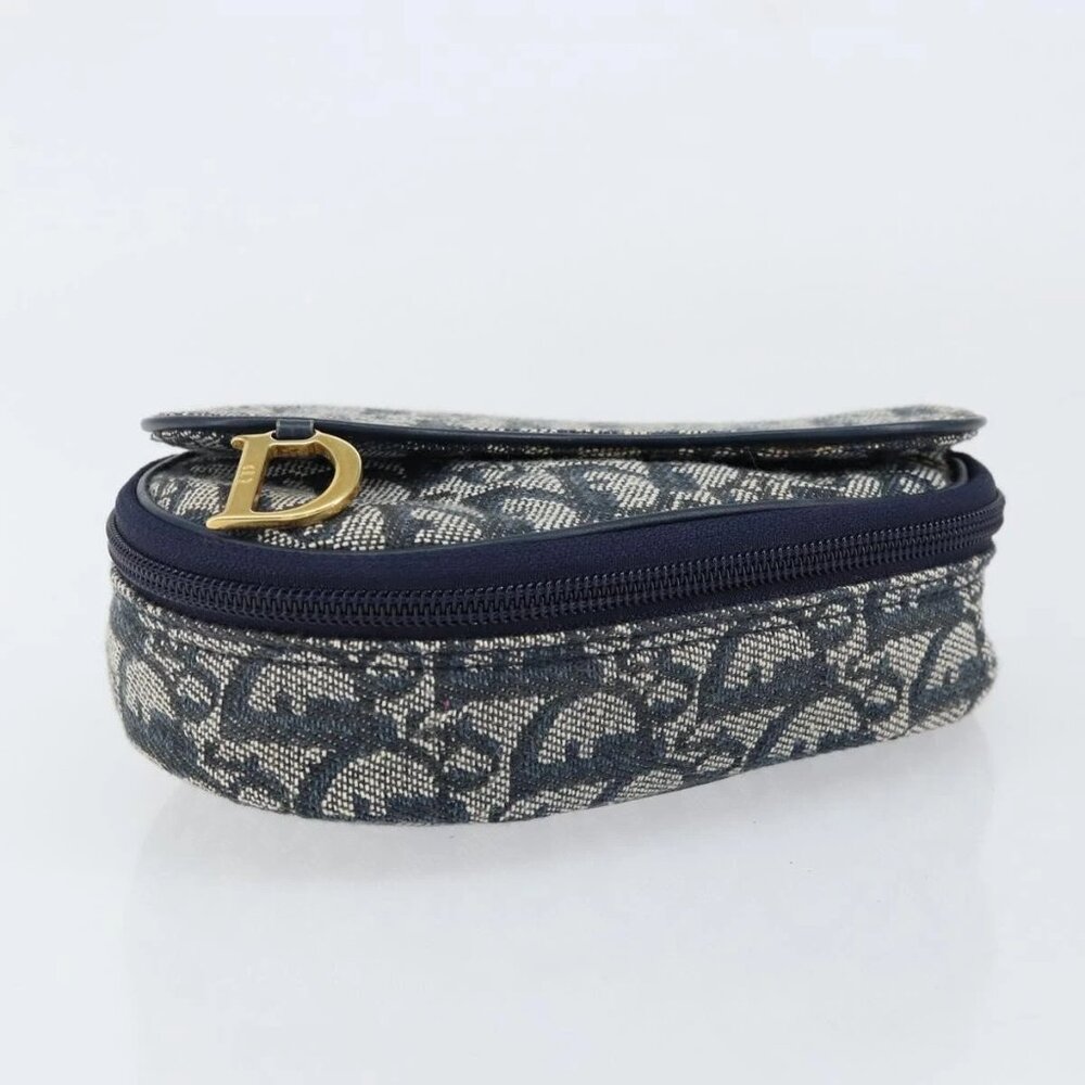 Authentic Christian Dior Trotter Canvas Saddle Pouch Navy Gold bst432-112825 - Picture 4 of 16